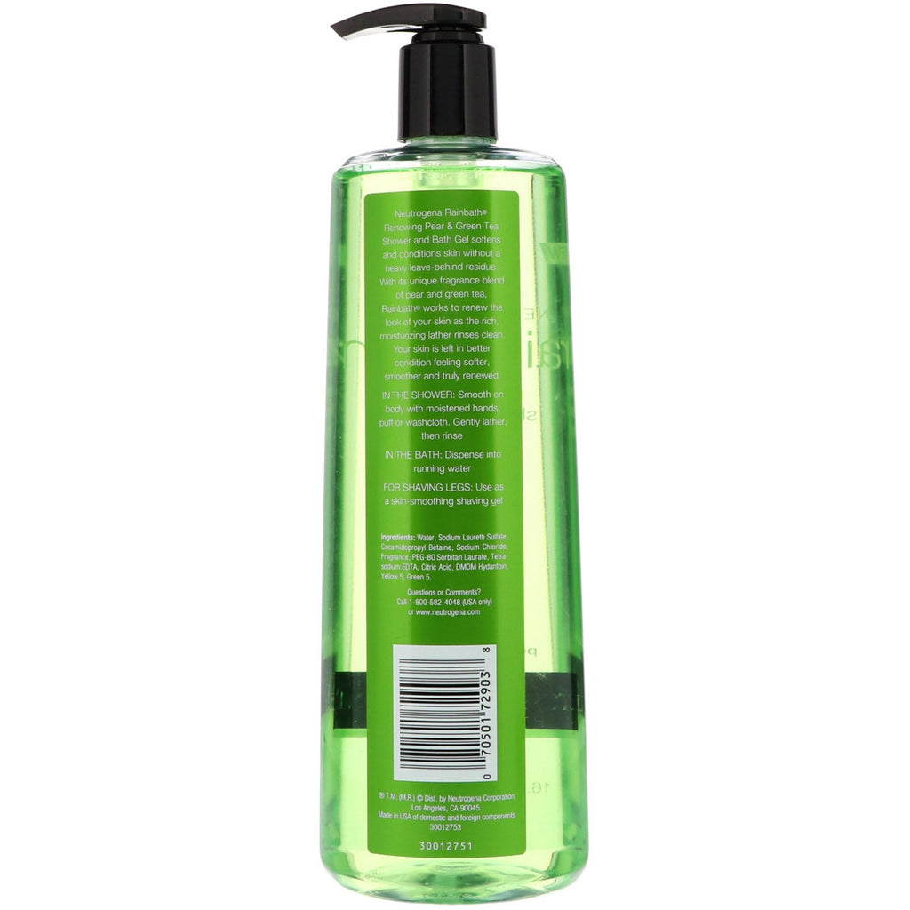 Neutrogena, Rainbath, Renewing Shower and Bath Gel, Pære og grøn te, 16 fl oz (473 ml)