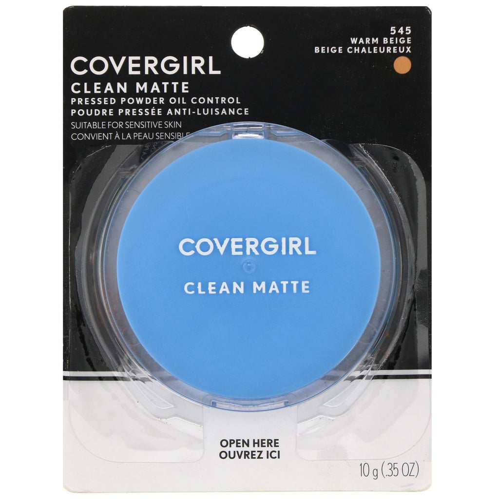 Covergirl, Clean Matte, Polvo compacto, 545 Beige cálido, 10 g (0,35 oz)