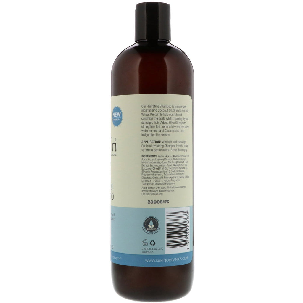 Sukin, Champú hidratante, cabello seco y dañado, 500 ml (16,9 oz. líq.)