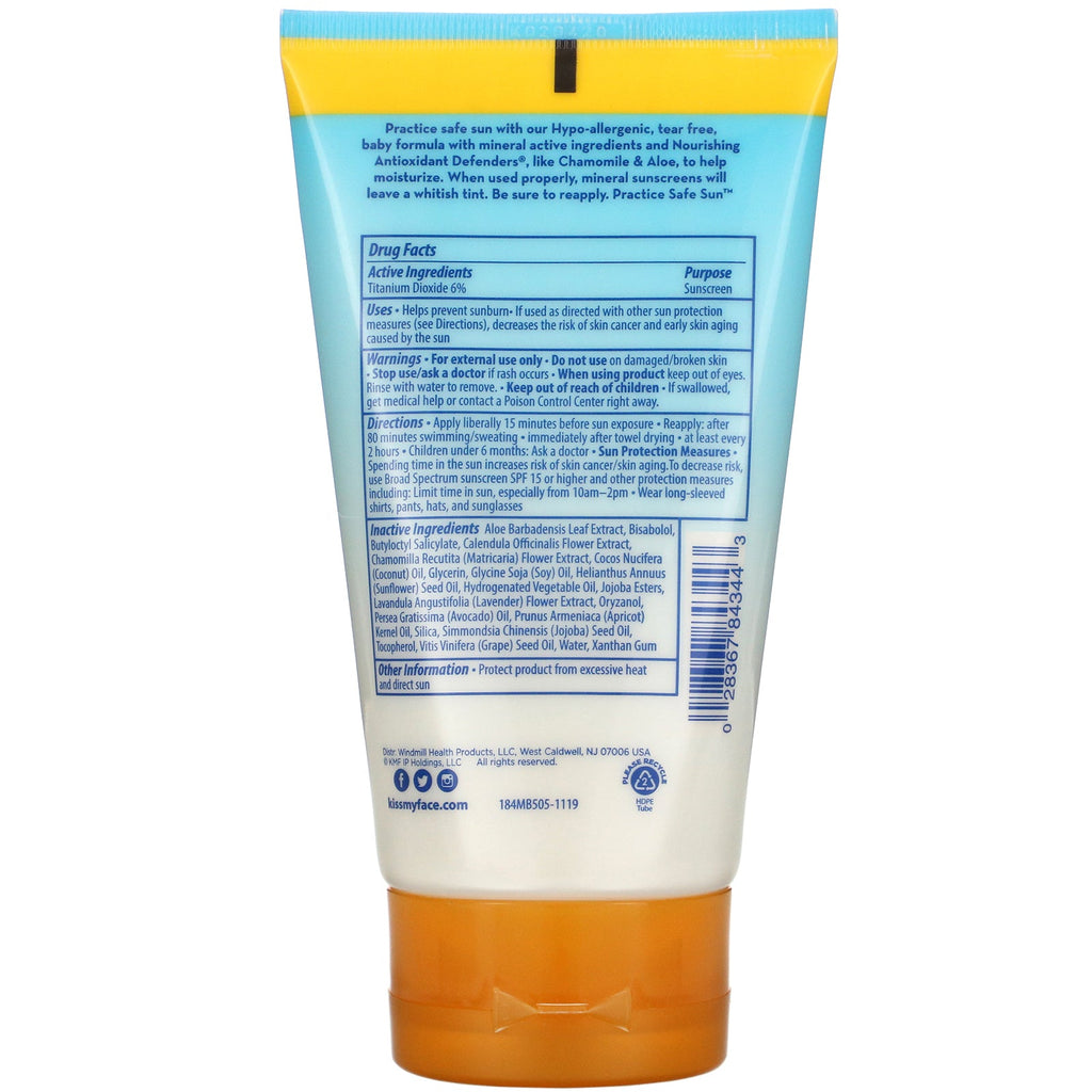 Kiss My Face, Baby's First Kiss, Broad Spectrum Mineral Sunscreen Lotion, SPF 50, 4 fl oz (118 ml)