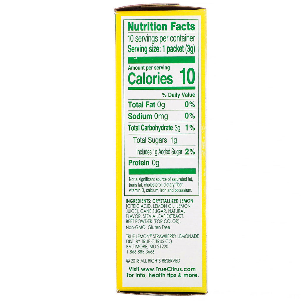 True Citrus, True Lemon, Strawberry Lemonade, 10 Packets, 1.06 oz (30 g)