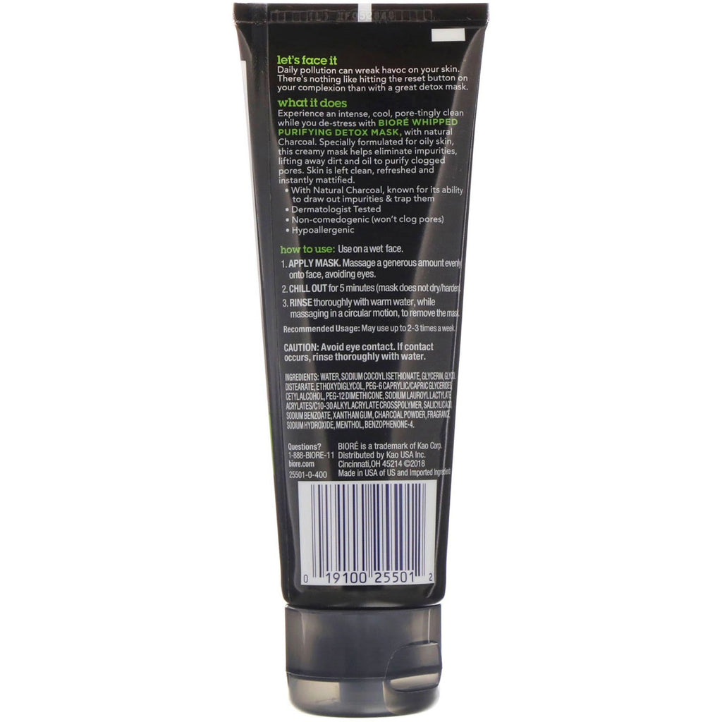 Biore, pisket rensende detoxmaske, trækul, 4 oz (113 g)