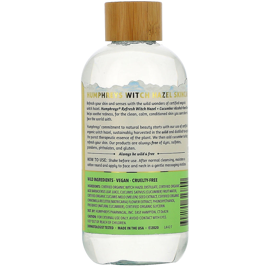 Humphrey's, Witch Hazel, Alcohol Free Toner with Cucumber, Refresh, 8 fl oz (236 ml)