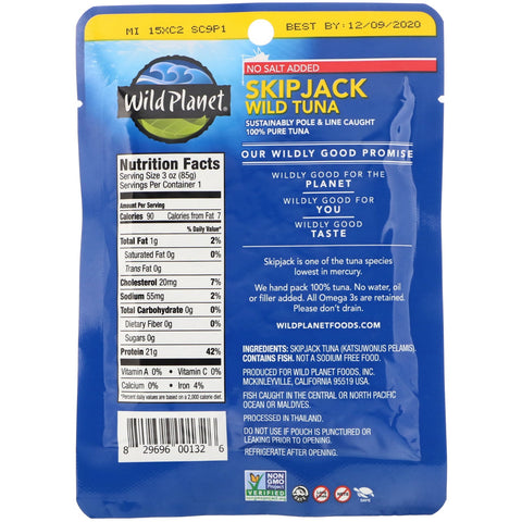 Wild Planet, Skipjack Wild Tuna, 3 oz (85 g)