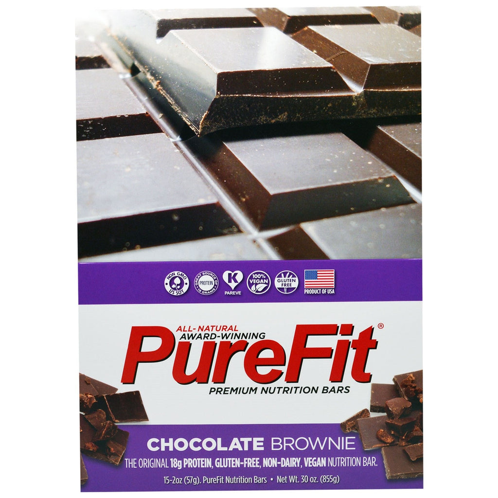 PureFit Barer, Premium Nutrition Bars, Chokolade Brownie, 15 Barer, 2 oz (57 g) hver