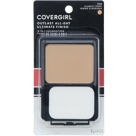 Covergirl, Outlast All-Day Ultimate Finish, 3 i-1 foundation, 410 Classic Ivory, 11 g (11 g)