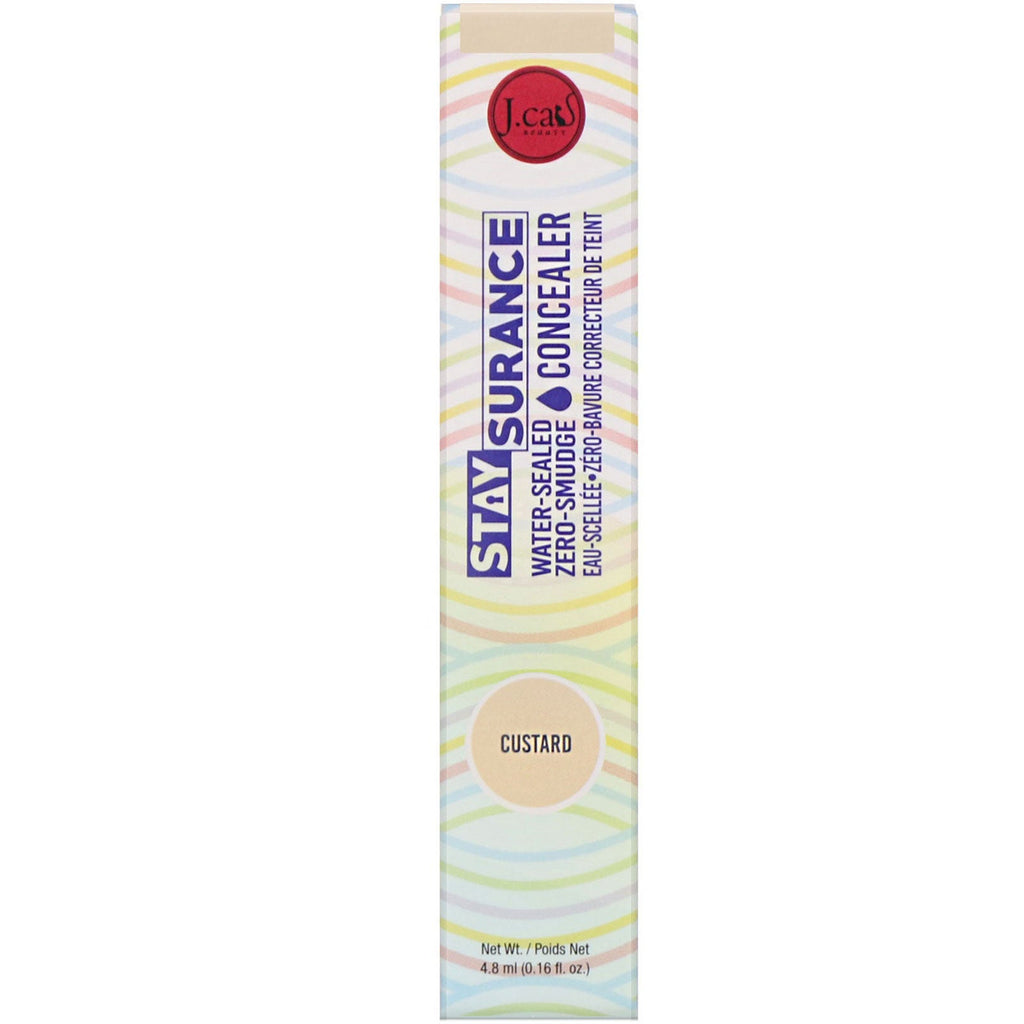 J.Cat Beauty, Staysurance, Water-Sealed Zero-Smudge Concealer, SHC107 Custard,  0.16 fl oz (4.8 ml)