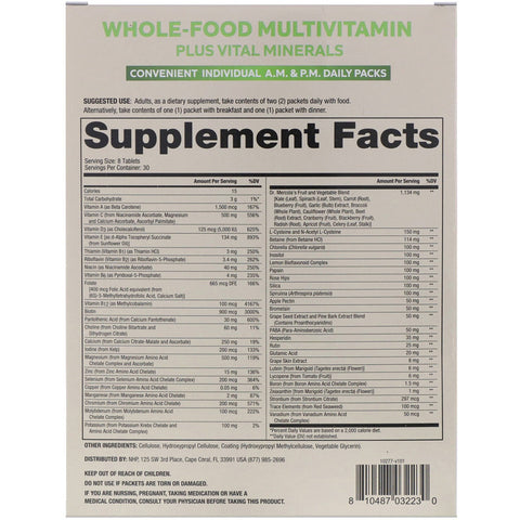 Dr. Mercola, Whole-Food Multivitamin AM & PM Daily Packs, 30 Dual Packs