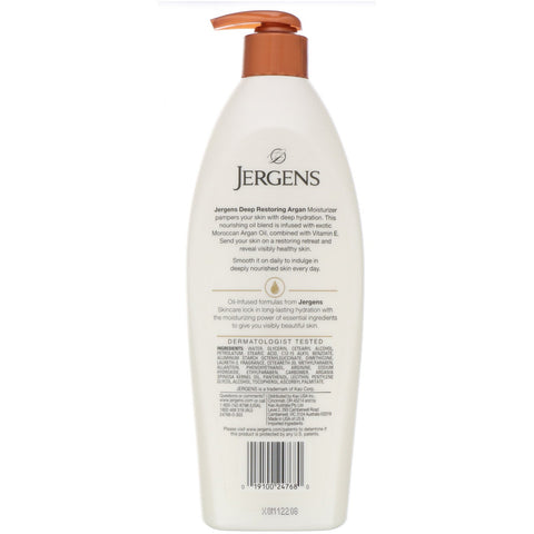 Jergens, Humectante de argán de restauración profunda, con infusión de aceite, 496 ml (16,8 oz. líq.)