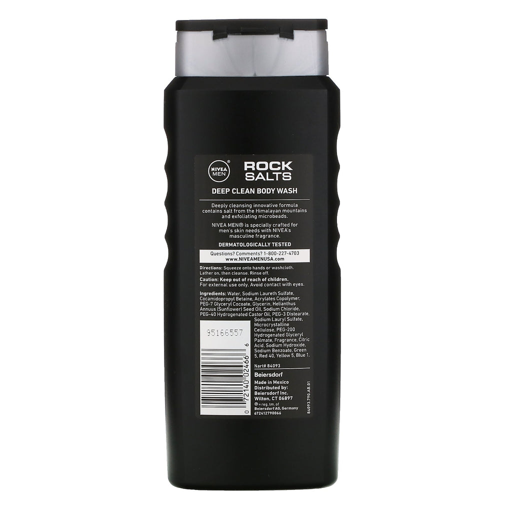 Nivea, Men, Deep Clean Body Wash, Rock Salts, 16.9 fl oz (500 ml)