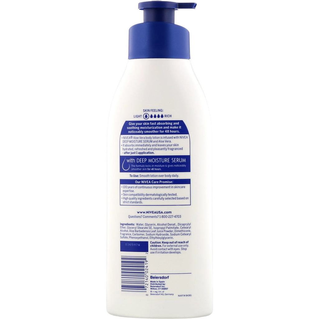 Nivea, loción corporal, aloe vera, 500 ml (16,9 oz. líq.)