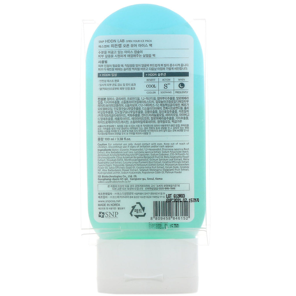 SNP, Hddn Lab, Abra su paquete de hielo, 3,38 fl oz (100 ml)