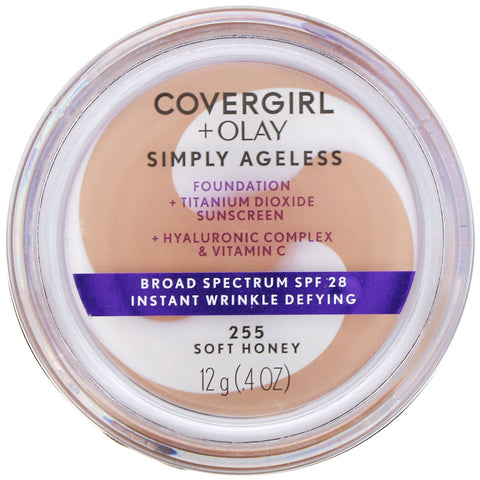 Covergirl, Olay Simply Ageless Foundation, 255 blød honning, 0,4 oz (12 g)