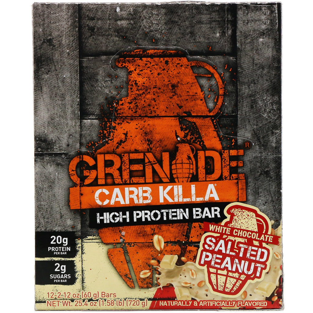 Granat, Carb Killa, High Protein Bar, Hvid Chokolade Salted Peanut, 12 barer, 2,12 oz (60 g) hver