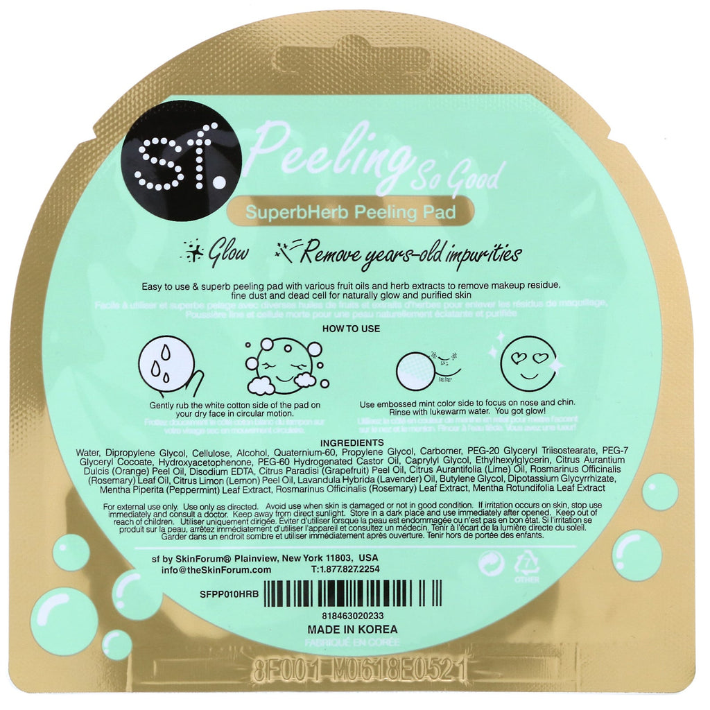 SFGlow, Peeling So Good, SuperbHerb Peeling Pad, 1 Pad, 7 ml (0.24 oz)