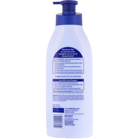 Nivea, Loción con infusión de aceite, flor de cerezo y aceite de jojoba, 500 ml (16,9 oz. líq.)