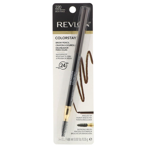 Revlon, Colorstay, Lápiz para cejas, 220 Marrón oscuro, 0,35 g (0,012 oz)