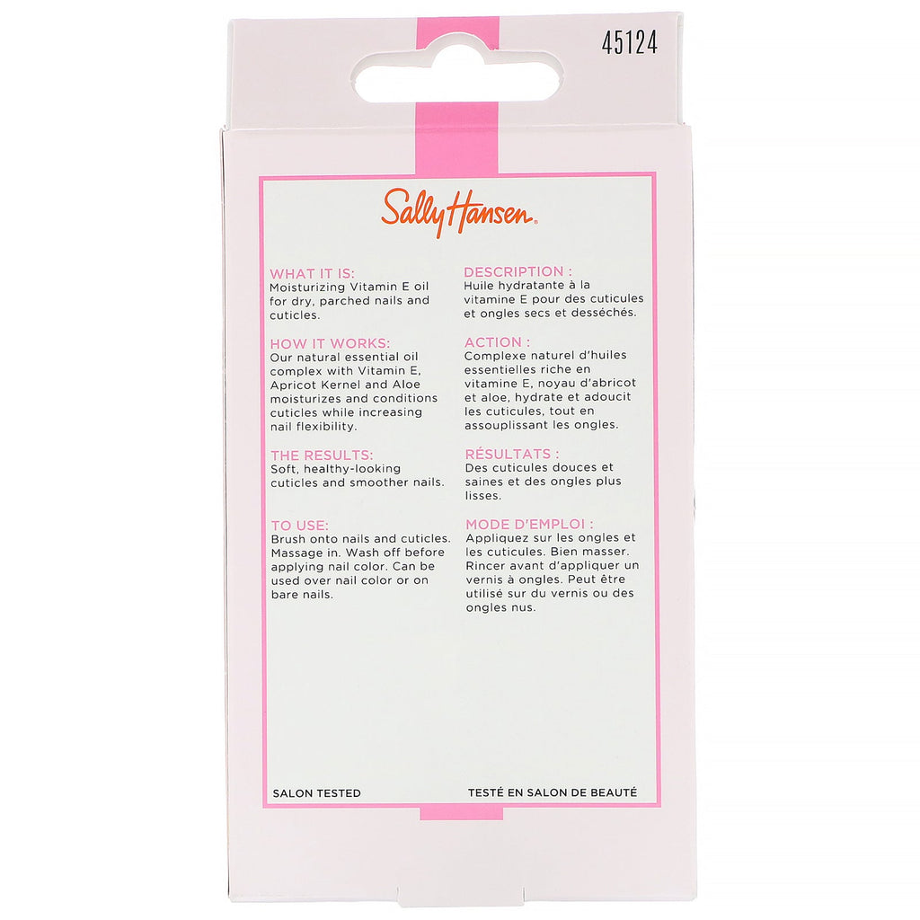 Sally Hansen, E-vitamin negle- og neglebåndsolie, 0,45 fl oz (13,3 ml)