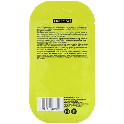 Freeman Beauty, Neon Vibes, Get Lit, Illuminating Peel-Off Mask, 0,33 fl oz (10 ml)