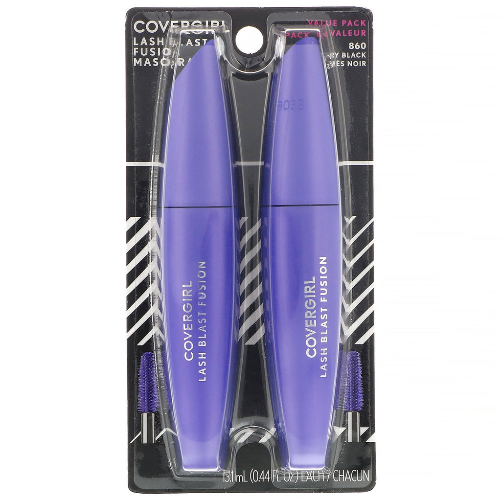 Covergirl, Máscara de pestañas Lash Blast Fusion, 860 Very Black, 2 unidades, 0,44 fl oz (13,1 ml) cada una