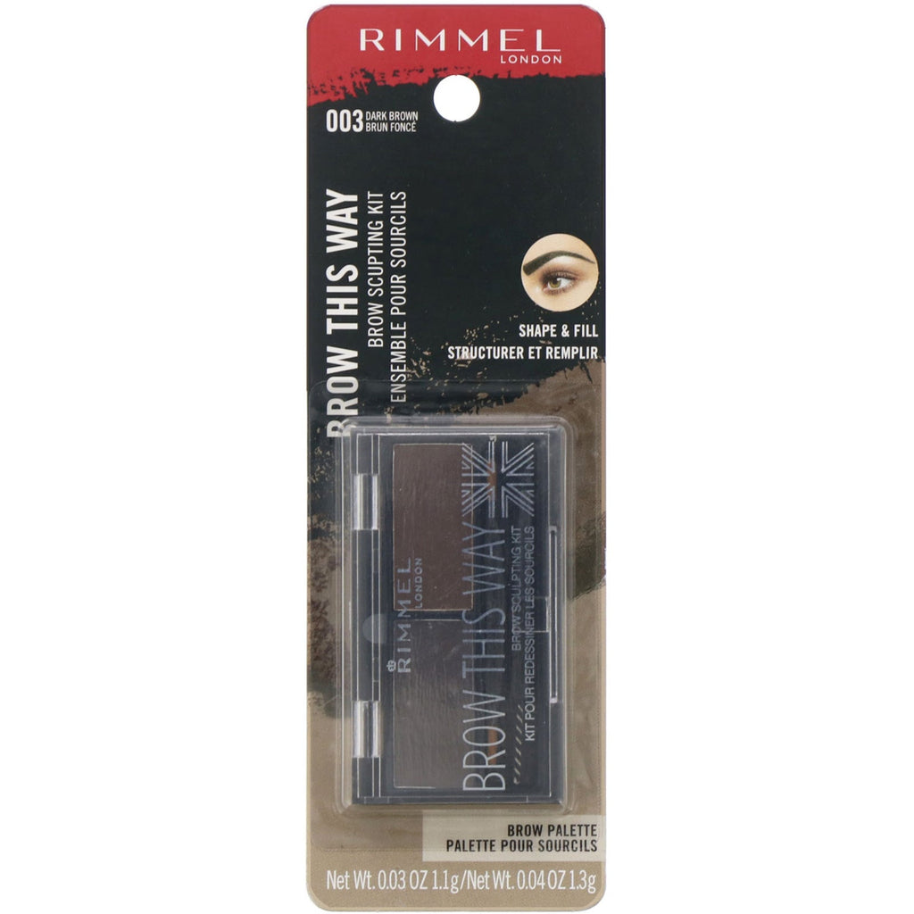 Rimmel London, Kit para esculpir cejas Brow This Way, 003 Marrón oscuro, 1 kit