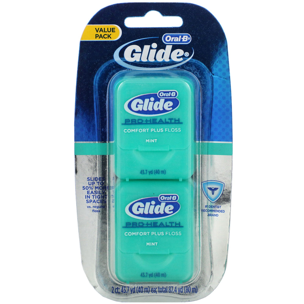 Oral-B, Glide, Pro-Health, Comfort Plus Floss, Mint, 2 Pack, 43.7 yd (40 m) Each