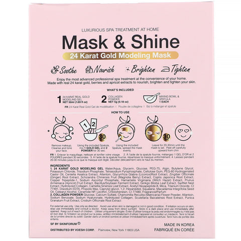 SFGlow, Mask & Shine, 24 Karat Gold Modeling Mask, 4 Piece Kit