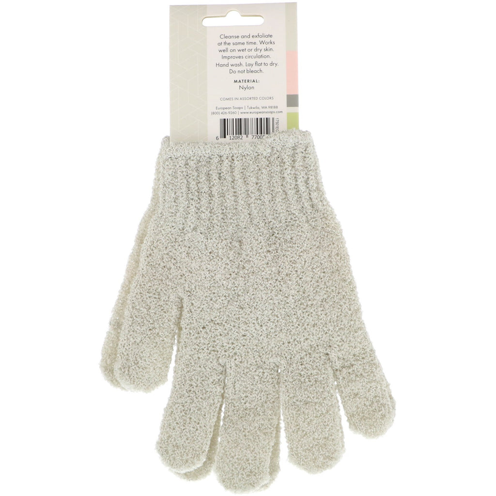 European Soaps, Urbana, Spa Prive, Exfoliating Gloves, 1 Pair