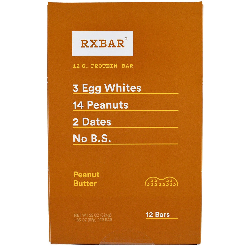 RXBAR, proteinbar, jordnøddesmør, 12 barer, 1,83 oz (52 g) hver