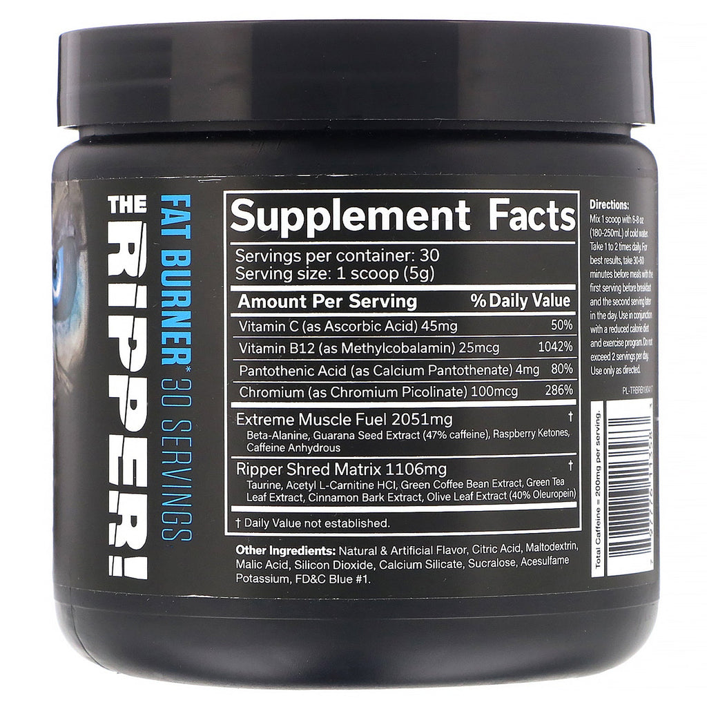 JNX Sports, The Ripper, Quemagrasas, Frambuesa azul, 5,3 oz (150 g)