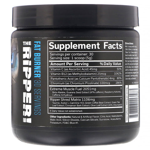 JNX Sports, The Ripper, Quemagrasas, Frambuesa azul, 5,3 oz (150 g)