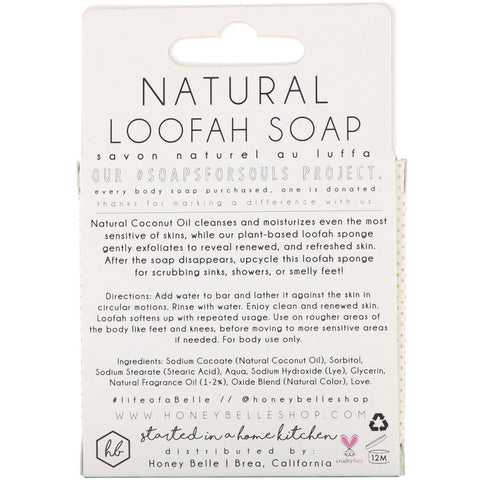 Honey Belle, Natural Loofah Soap, Eucalyptus Peppermint, 5 oz (140 g)