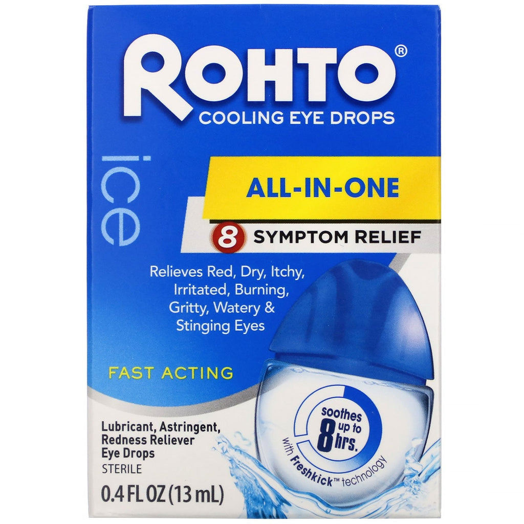 Rohto, kølende øjendråber, is, alt-i-én, 0,4 fl oz (13 ml)