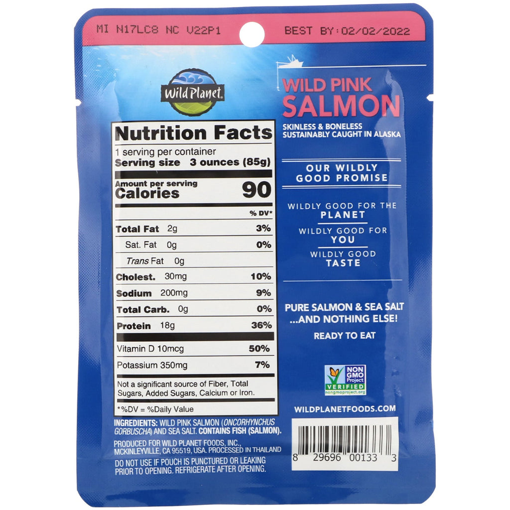 Wild Planet, Wild Pink Salmon Skinless & Boneless, 3 oz (85 g)