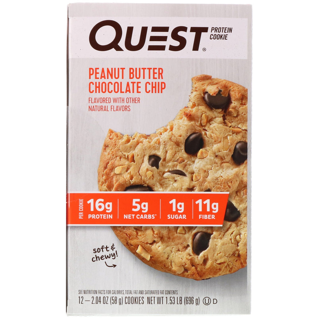 Quest Nutrition, Protein Cookie, Peanut Butter Chocolate Chip, 12 Pack, 2,04 oz (58 g) hver