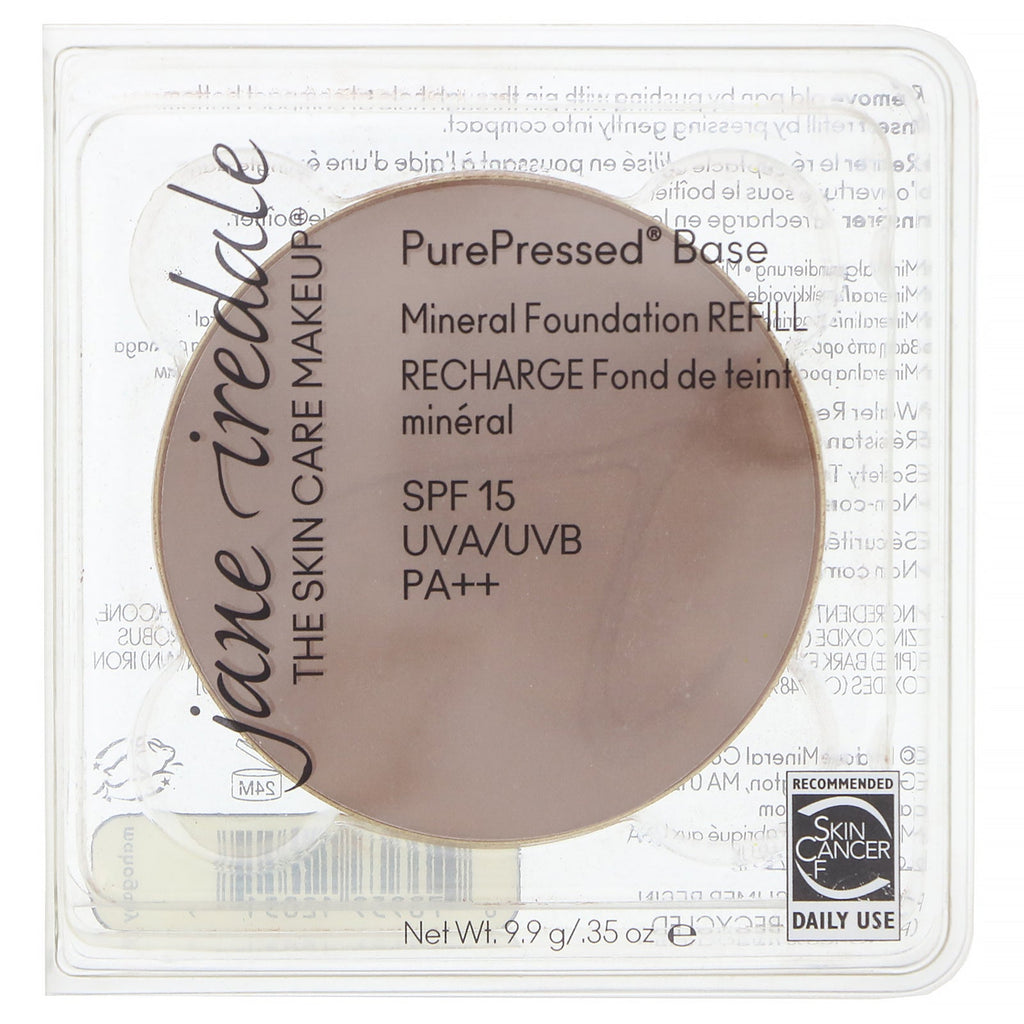 Jane Iredale, PurePressed Base, Mineral Foundation Refill, SPF 15 PA++, Mahogany, 0.35 oz (9.9 g)