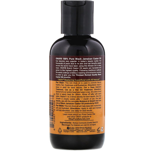 Okay Pure Naturals, 100% Pure Black Jamaican Castor Oil, 4 oz (118 ml)