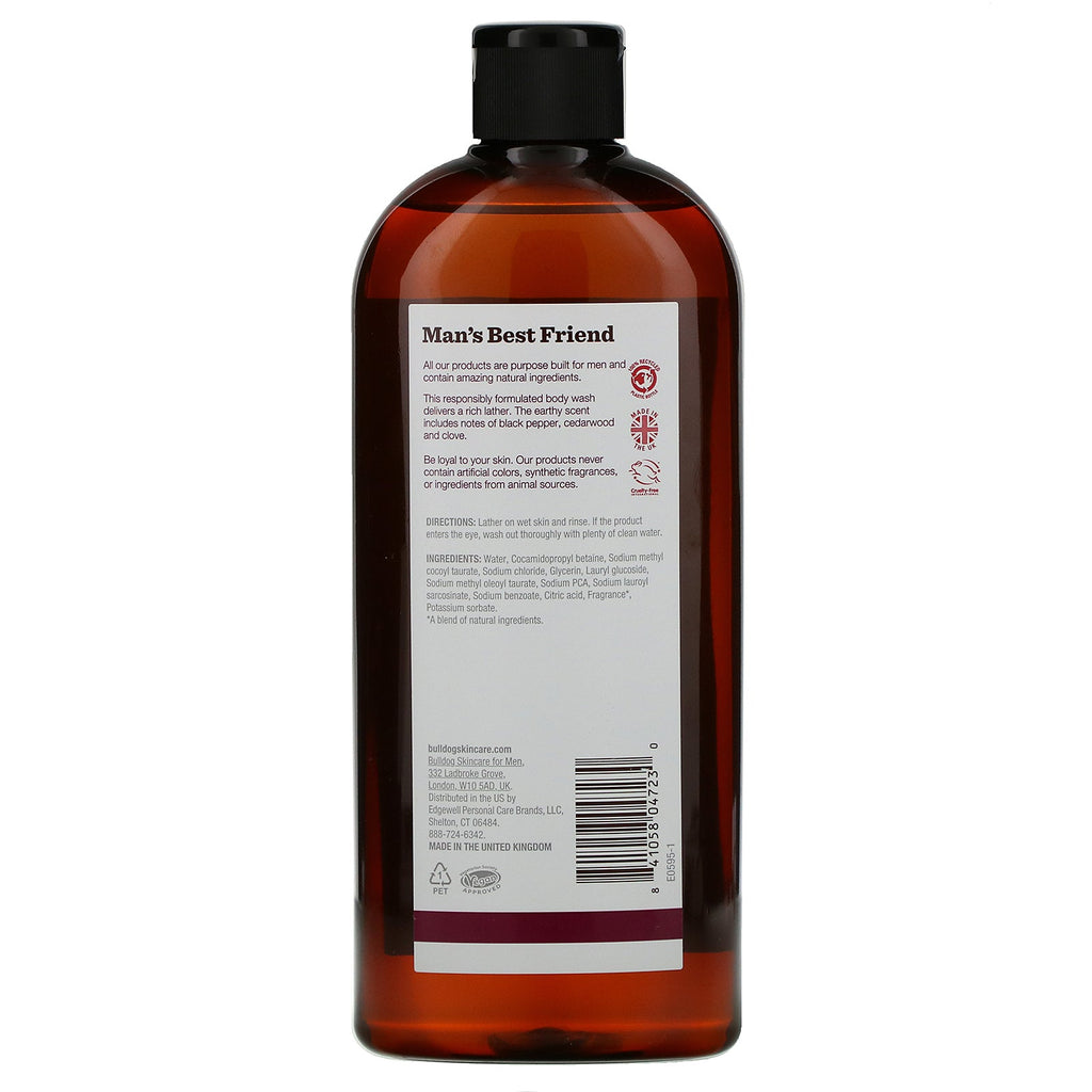 Bulldog hudpleje til mænd, kropsvask, vetiver og sort peber, 16,9 fl oz (500 ml)