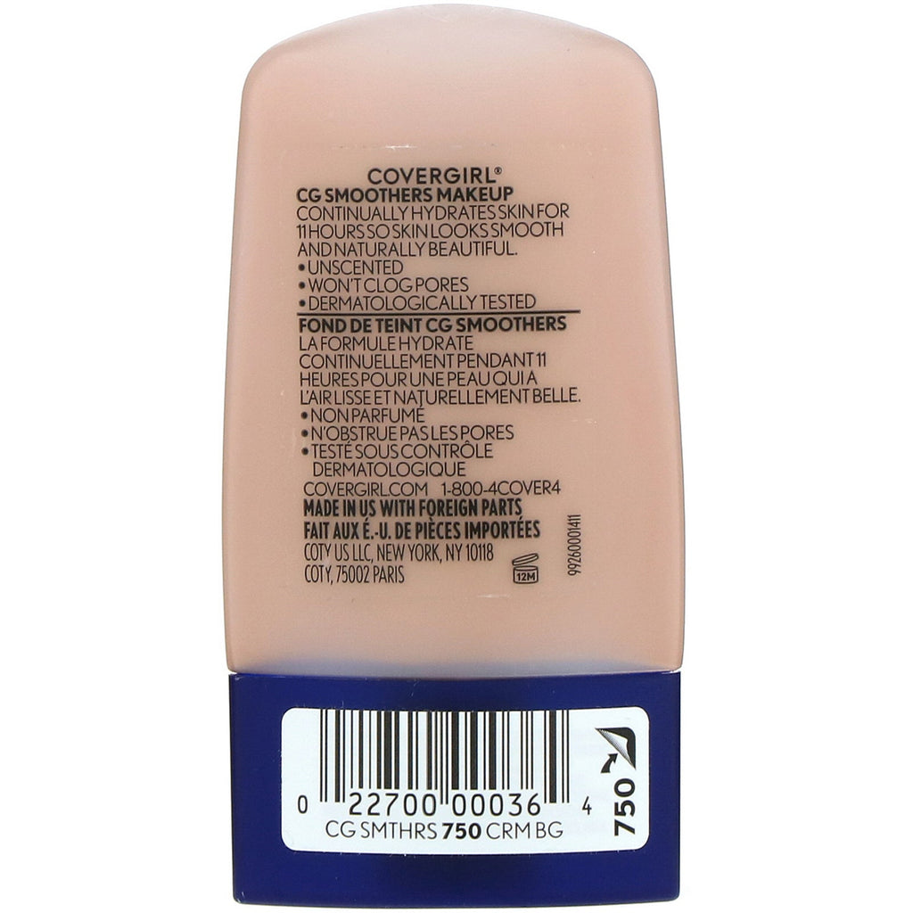 Covergirl, Suavizadores, Maquillaje hidratante, 750 Beige cremoso, 1 fl oz (30 ml)