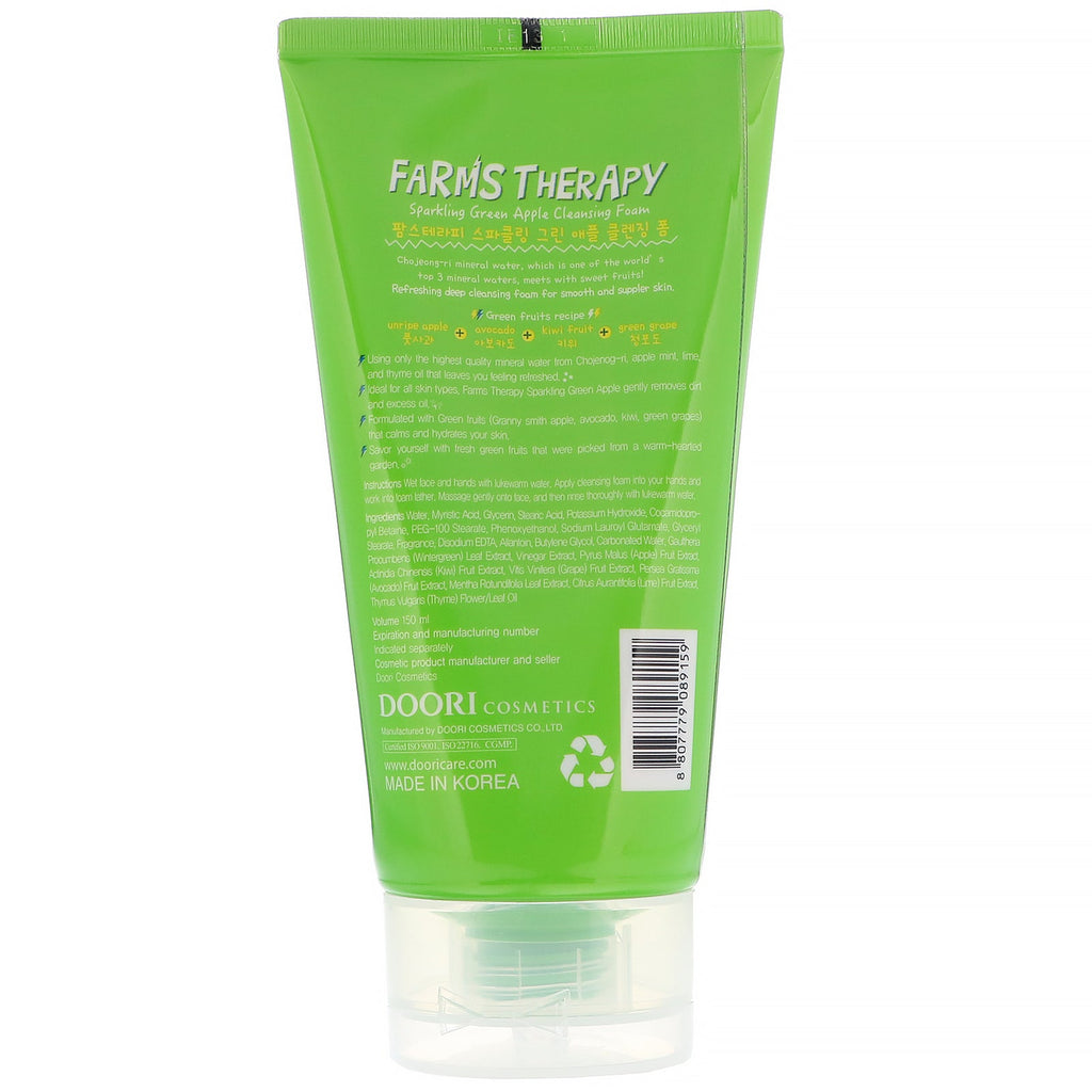 Doori Cosmetics, Farms Therapy, Sparkling Cleansing Foam, Green Apple, 5,0 fl oz (150 ml)