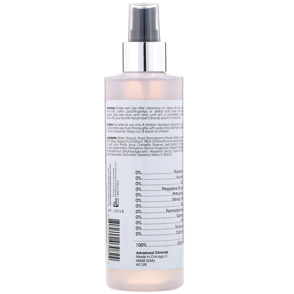 Advanced Clinicals, Tónico de agua de rosas, fórmula tonificante y reafirmante, 8 fl oz (237 ml)