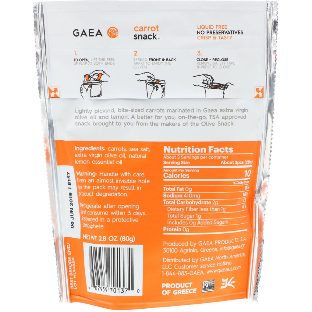 Gaea, gulerodssnack, 2,8 oz (80 g)