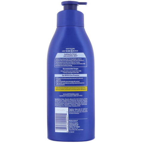 Nivea, Loción corporal, reafirmante nutritiva para la piel, 500 ml (16,9 oz. líq.)