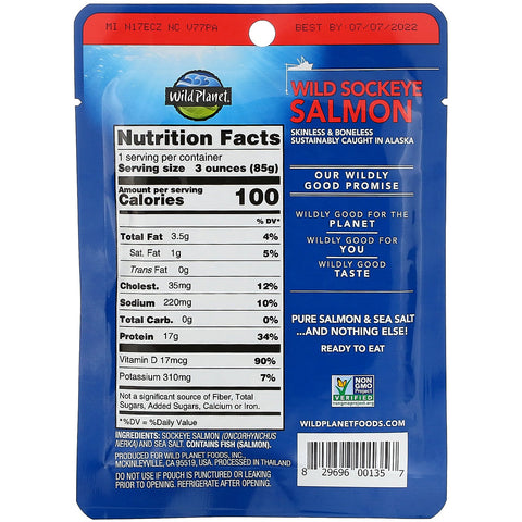 Wild Planet, Wild Sockeye Salmon, 3 oz (85 g)