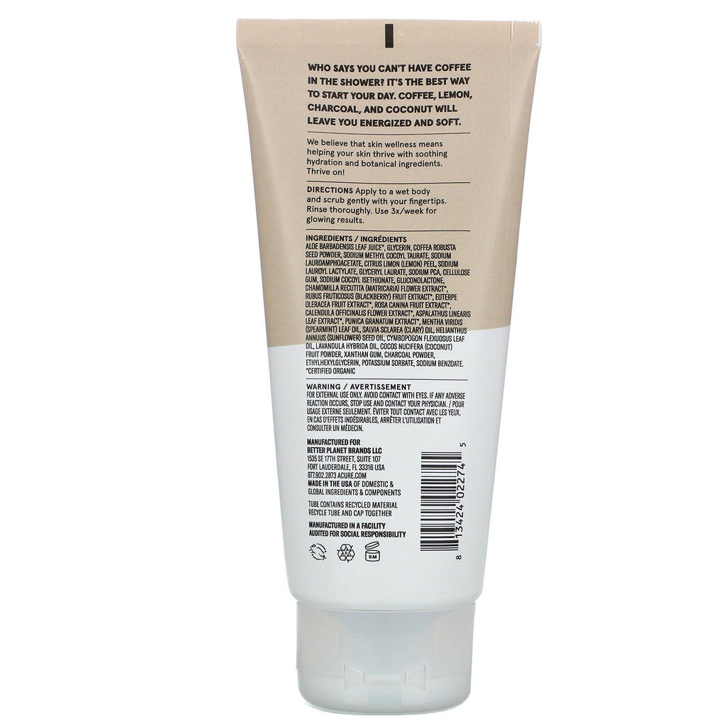 Akur, energigivende kaffe bodyscrub, 6 fl oz (177 ml)