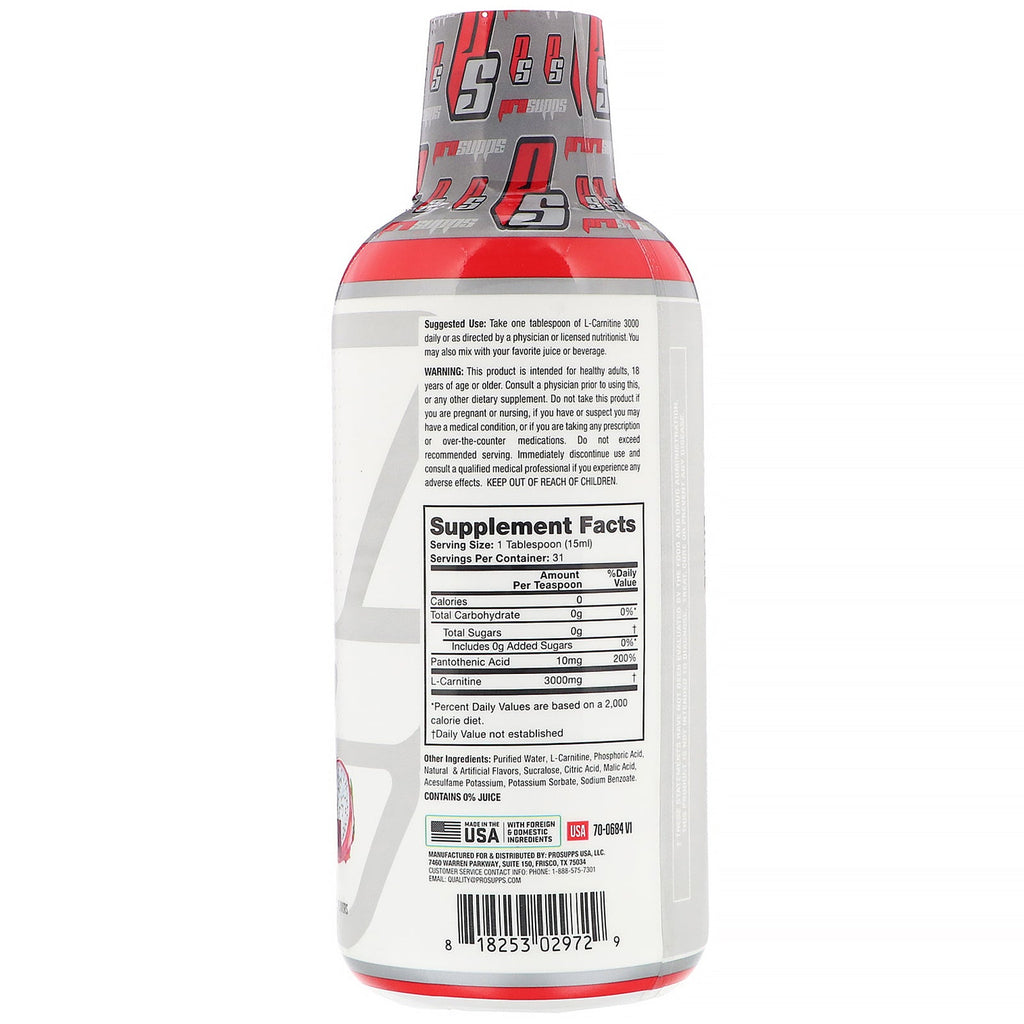 ProSupps, L-Carnitine 3000, Dragonfruit, 3,000 mg, 16 fl oz (473 ml)