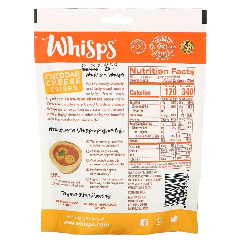 Whisps, Cheddar Cheese Crisps,  2.12 oz (60 g)