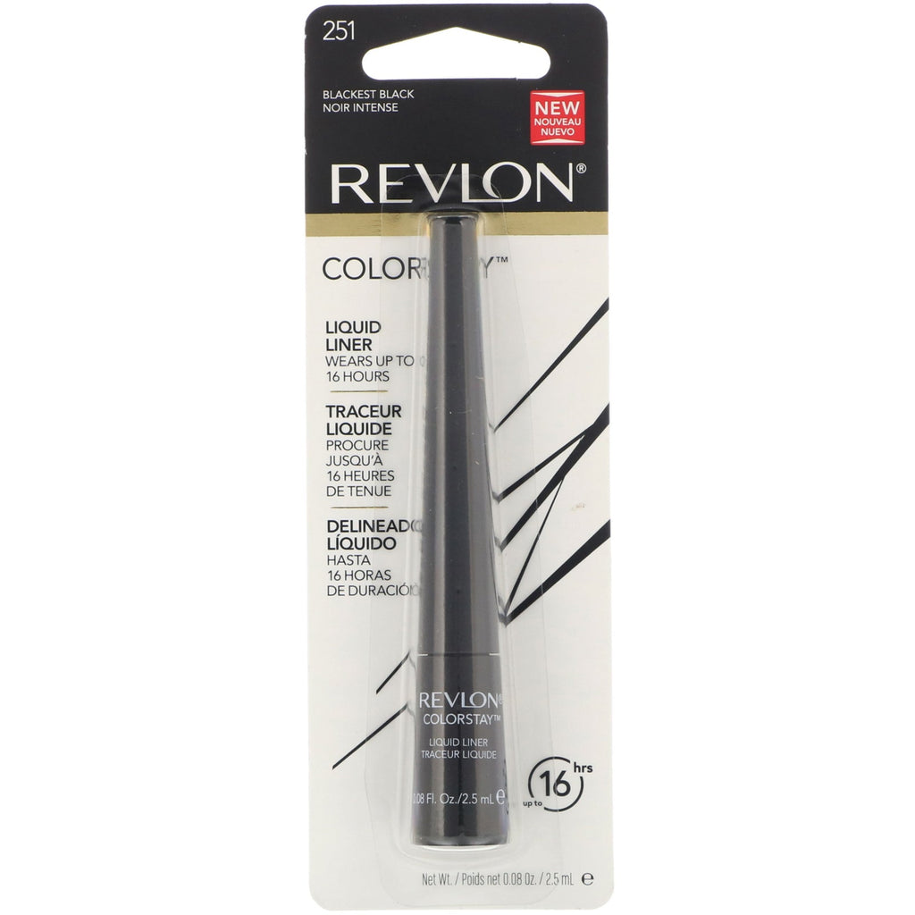 Revlon, Colorstay, Delineador líquido, Blackest Black 251, 0,08 oz (2,5 ml)