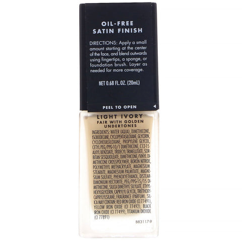 ELF, Flawless Finish Foundation, Light Ivory, 0,68 fl oz (20 ml)