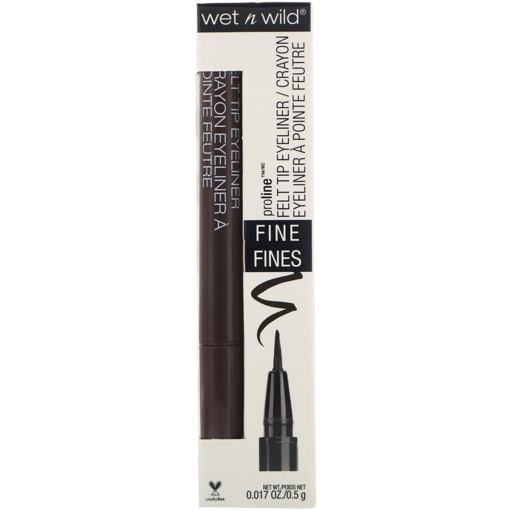 Wet n Wild, Delineador de ojos con punta de fieltro ProLine, marrón oscuro, 0,5 g (0,017 oz)